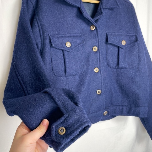 Erika Casuals wool blend navy peacoat Sz. M coastal, chic, minimal - Picture 4 of 8